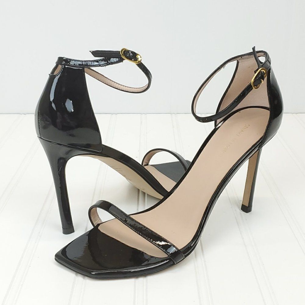 Stuart Weitzman Amelina Patent Leather Stiletto Sandals